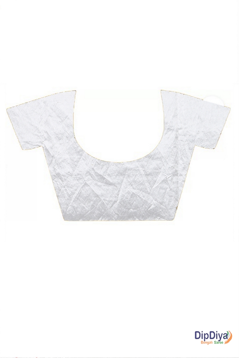 White Cotton Blended Soumika Kantha Stitch Saree (591)